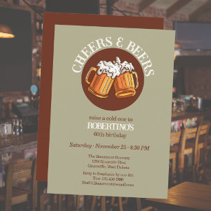 Convite Aniversário de 60 anos do Homem Cheers e Beers Sag