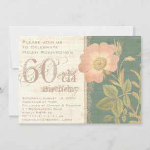 Convite Aniversário de 60 anos do Jardineiro Elegante Rosa