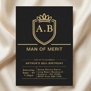 Convite Aniversário de 60 anos do marido, festa preta e do