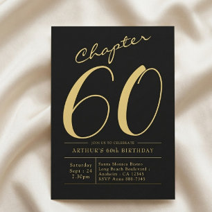 Convite Aniversário de 60 anos do marido, festa preto e do