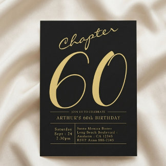 Convite Aniversário de 60 anos do marido, festa preto e do