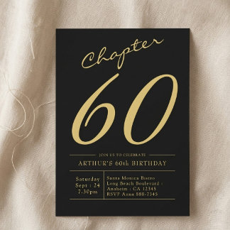 Convite Aniversário de 60 anos do Pai, Festa Preto Ouro