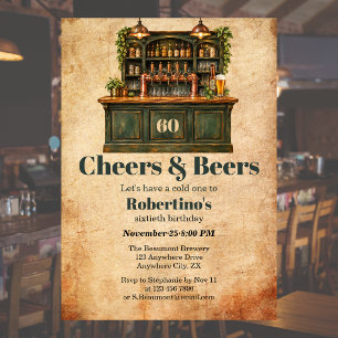 Convite Aniversário de 60 anos do Pub Vintage Cheers & Bee