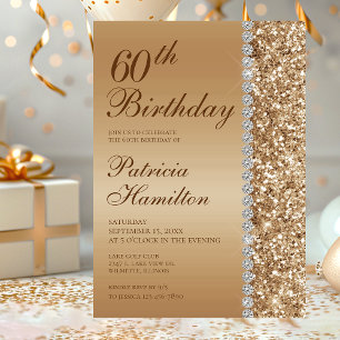 Convite Aniversário de 60 anos Elegante Dourado