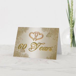 Convite aniversário de 60 anos em cetim dourado