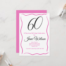 Aniversário de 60 anos Feminino Moderno Rosa Preto