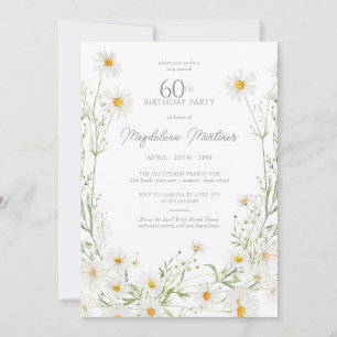 Convite Aniversário de 60 anos Flor de Nascimento de Abril