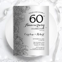 Aniversário de 60 anos Floral de Prata Diamante