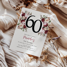 Convite Aniversário de 60 anos Floral Elegante