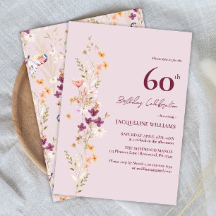 Convite Aniversário de 60 anos Floral Feminino