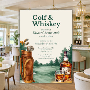 Convite Aniversário de 60 anos masculino com tema de golfe