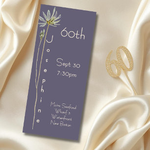 Convite Aniversário de 60 anos Minimalista Floral Violeta 