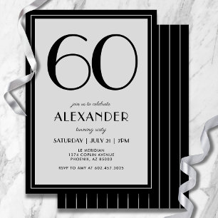 Convite Aniversário de 60 anos Moderno Minimalista Masculi
