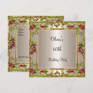 Convite Aniversário de 60 anos Ornate Vintage Lilac Floral