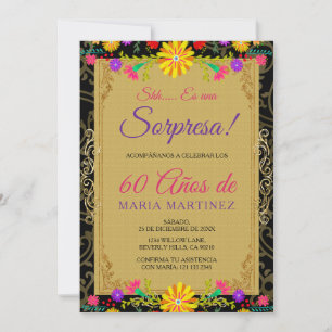 Convite Aniversário de 60 Anos Sorpresa Floral Colorida Me