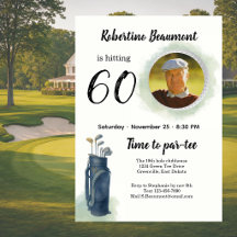 Aniversário de 60 anos tema de golfe elegante masc