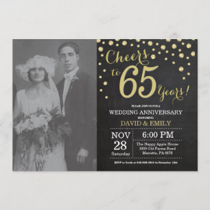 Convite Aniversário de 65 Anos de Casamento Quadro de Giz