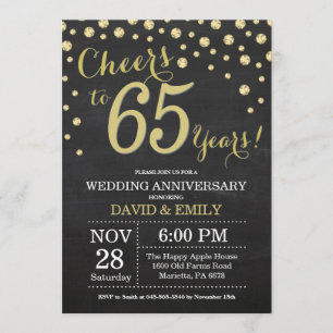Convite Aniversário de 65 Anos de Casamento Quadro Negro e