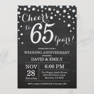 Convite Aniversário de 65 Anos de Casamento Quadro Negro P
