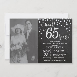 Convite Aniversário de 65 anos de Casamento Quadro Negro P
