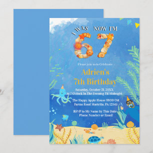 Convite Aniversário de 6→7 Meme Under the Sea Tendência
