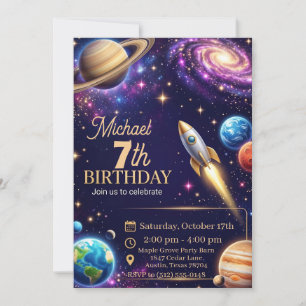Convite Aniversário de 6 a 11 anos no Espaço Sideral