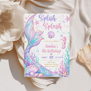 Convite Aniversário de 6 anos da Sereia Splish Splash