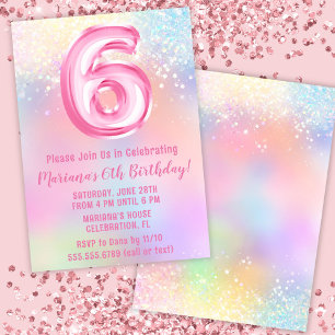 Convite Aniversário de 6 anos do Arco-Íris Rosa