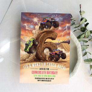Convite Aniversário de 6 anos do Monster Truck Boom Crash