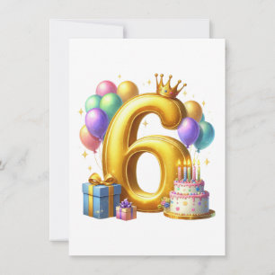Convite Aniversário de 6 anos dourado