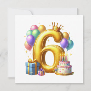 Convite Aniversário de 6 anos dourado