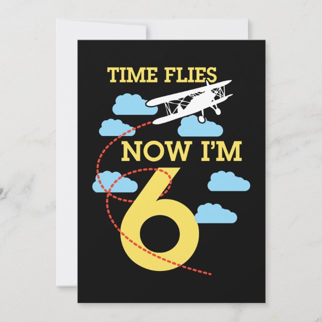 Convite Aniversário de 6 anos Meninos Avião 6 anos de idad (Frente)