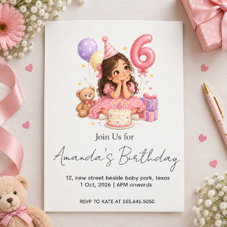 Convite Aniversário de 6 anos personalizado