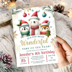 Convite Aniversário de 6 anos Winter Wonderland Boho Snow