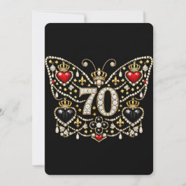 Convite aniversário de 70 anos borboleta de diamantes crav