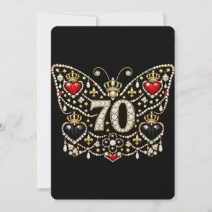Convite aniversário de 70 anos borboleta de diamantes crav