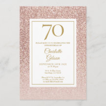 Aniversário de 70 anos Brilho Dourado Rosa Elegant
