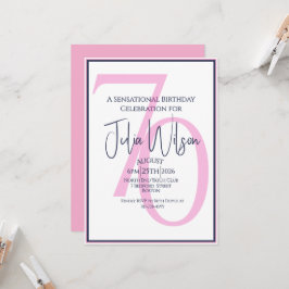 Convite Aniversário de 70 anos Coastal Chic Rosa