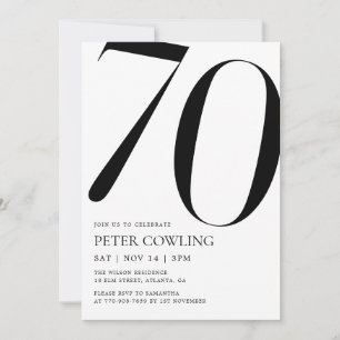 Convite Aniversário de 70 anos com Tipografia Negrito Mini