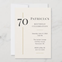 Aniversário de 70 anos Creme e Dourado Elegante