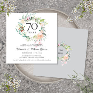 Convite Aniversário de 70 anos de Casamento Aquarela Flora