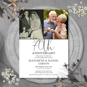 Convite Aniversário de 70 anos de Casamento Então e Agora