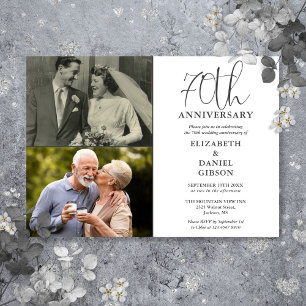 Convite Aniversário de 70 anos de Casamento Então e Agora