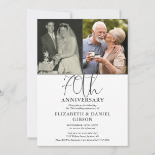 Convite Aniversário de 70 anos de Casamento Então e Agora