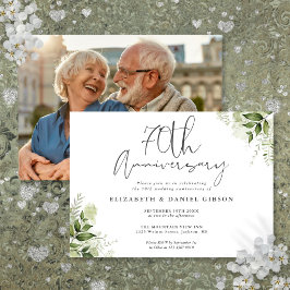 Convite Aniversário de 70 anos de Casamento Foto Floral Ve