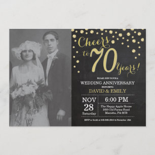 Convite Aniversário de 70 anos de Casamento Quadro de Giz