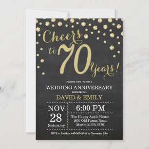 Convite Aniversário de 70 anos de Casamento Quadro Negro e