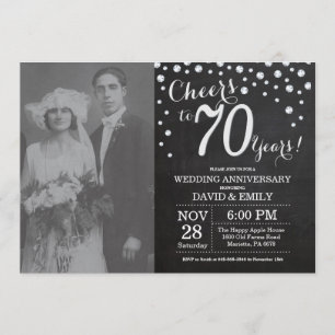 Convite Aniversário de 70 anos de Casamento Quadro Negro P