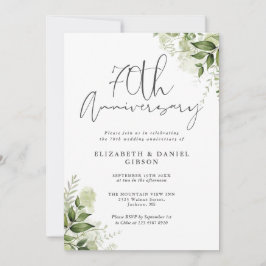 Convite Aniversário de 70 anos de Casamento Verde Floral