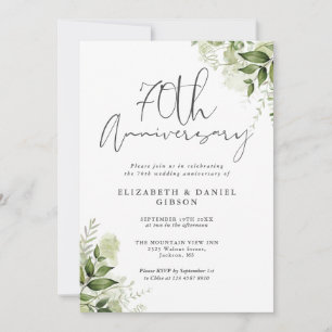 Convite Aniversário de 70 anos de Casamento Verde Floral